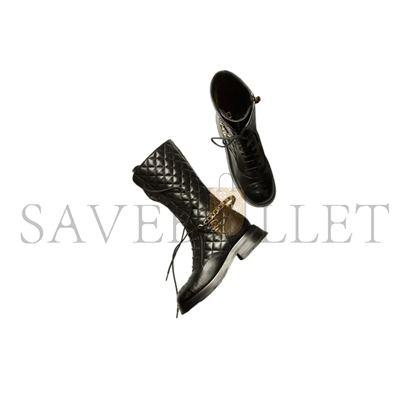 CHANEL LACE-UPS LAMBSKIN & GRAINED CALFSKIN BLACK G39394 Y56181 94305 CHANEL LACE-UPS LAMBSKIN & GRAINED CALFSKIN BLACK G39394 Y56181 94305